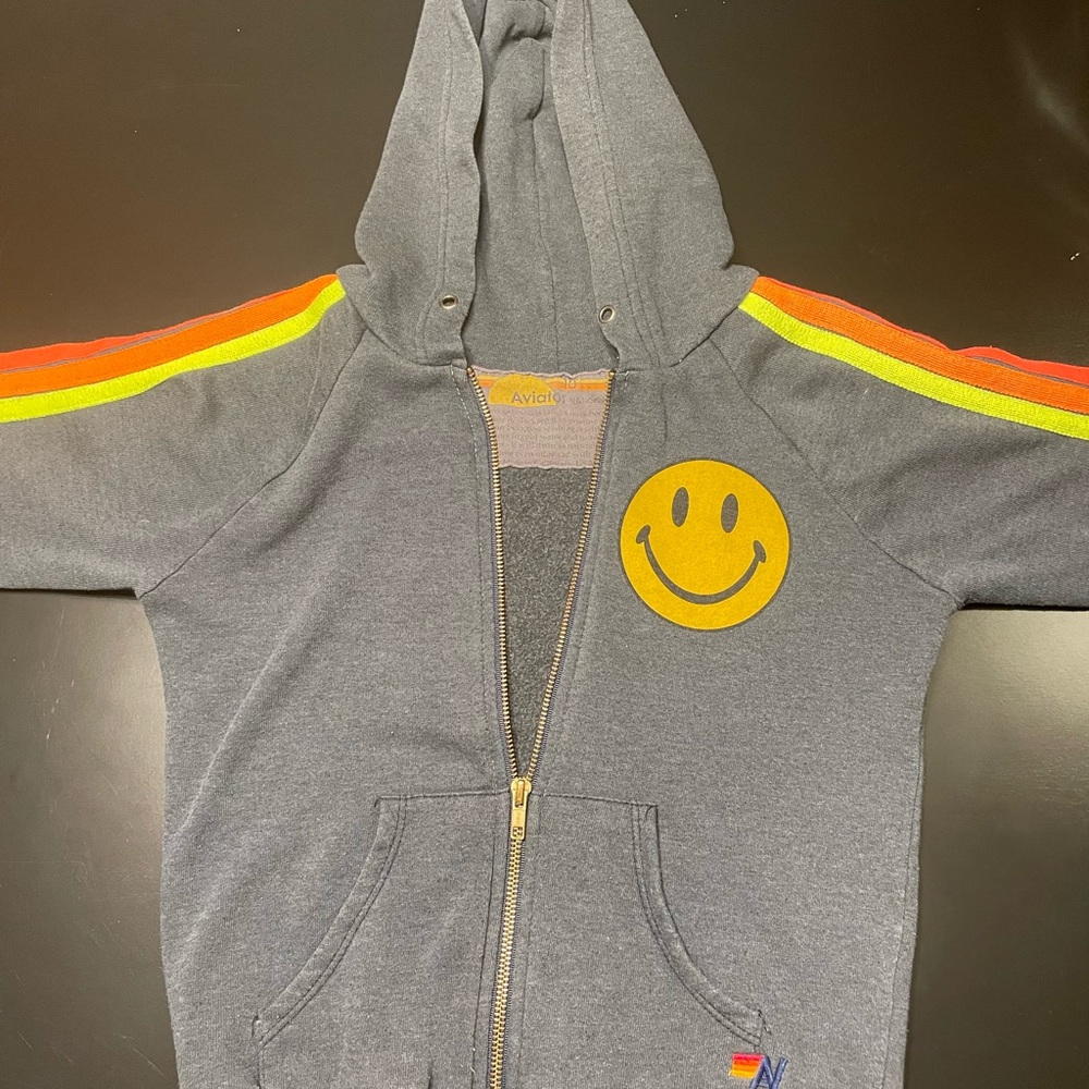 Aviator Nation Grey Smiley Face Hoodie